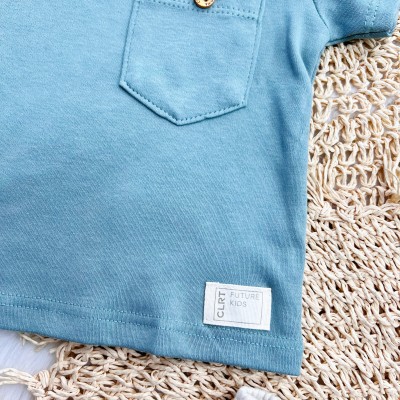  Conj. Camiseta com Bolsinho e Bermuda - Verde e Areia